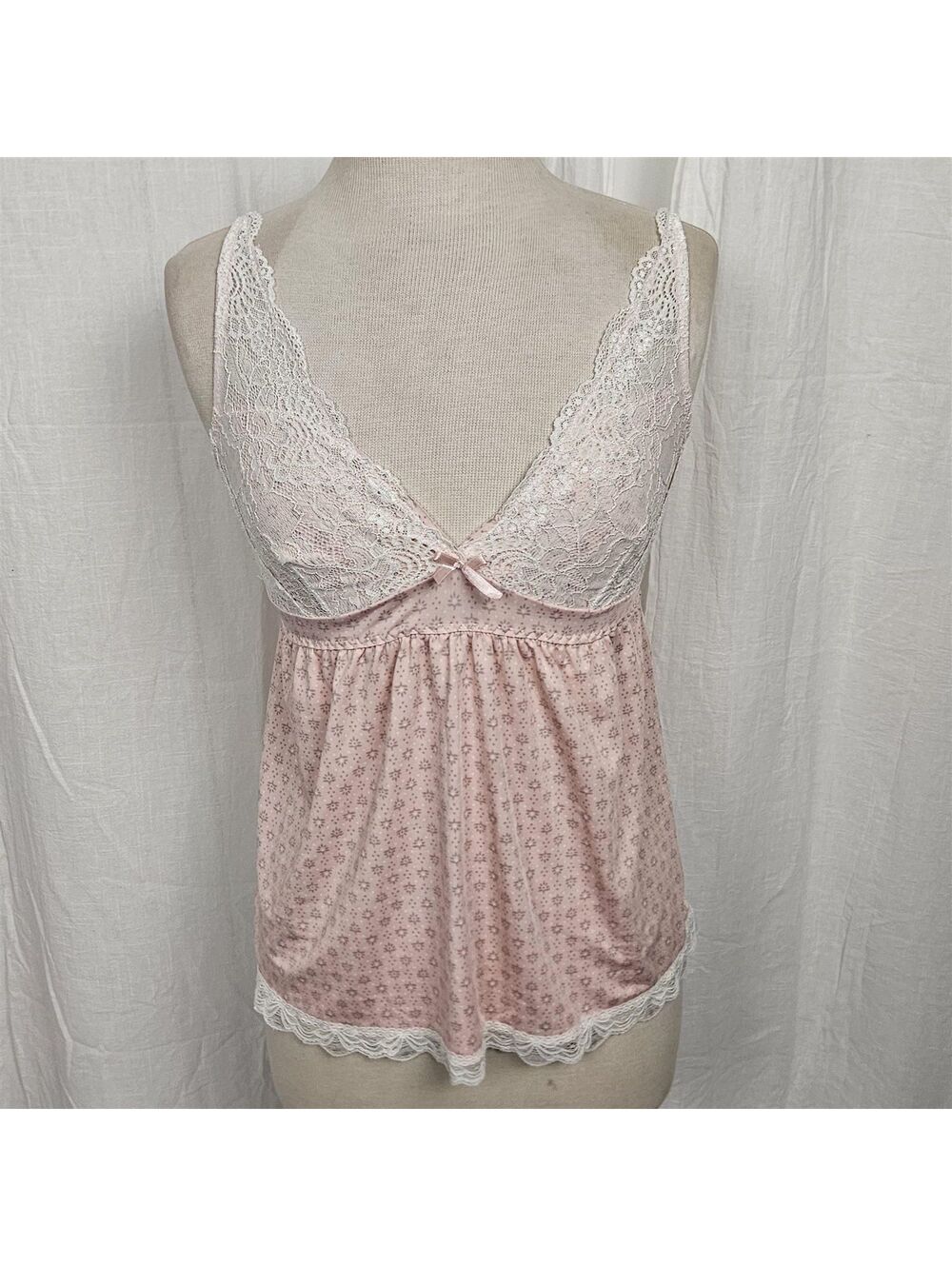 Pink & Cream Lace Babydoll top, Marilyn Monroe, Large